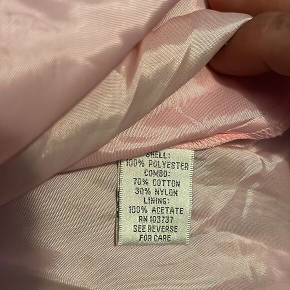 Donna Morgan Fit & Flare V-Neck Pink Lace Mixed Media Multi Floral Print Dress - Picture 13 of 15